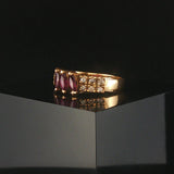 14k Yellow Gold Ruby and Diamond Vintage Band Ring Size 5.5