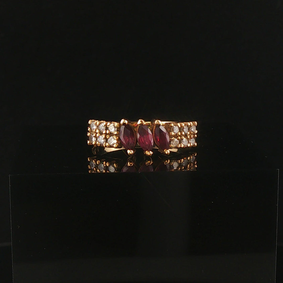 14k Yellow Gold Ruby and Diamond Vintage Band Ring Size 5.5
