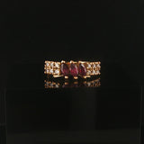 14k Yellow Gold Ruby and Diamond Vintage Band Ring Size 5.5