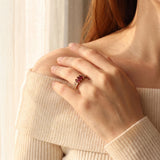 14k Yellow Gold Ruby and Diamond Vintage Band Ring Size 5.5