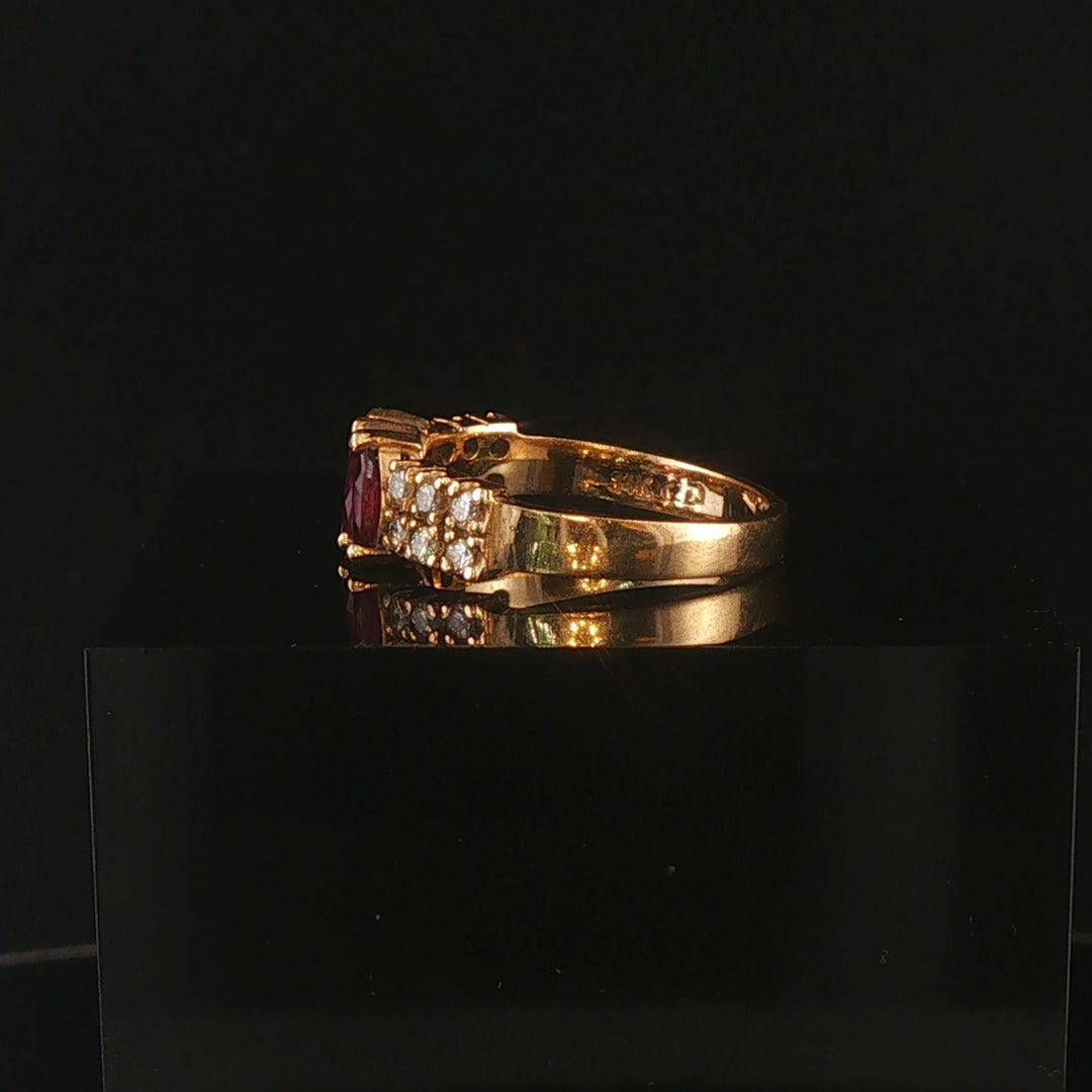 14k Yellow Gold Ruby and Diamond Vintage Band Ring Size 5.5