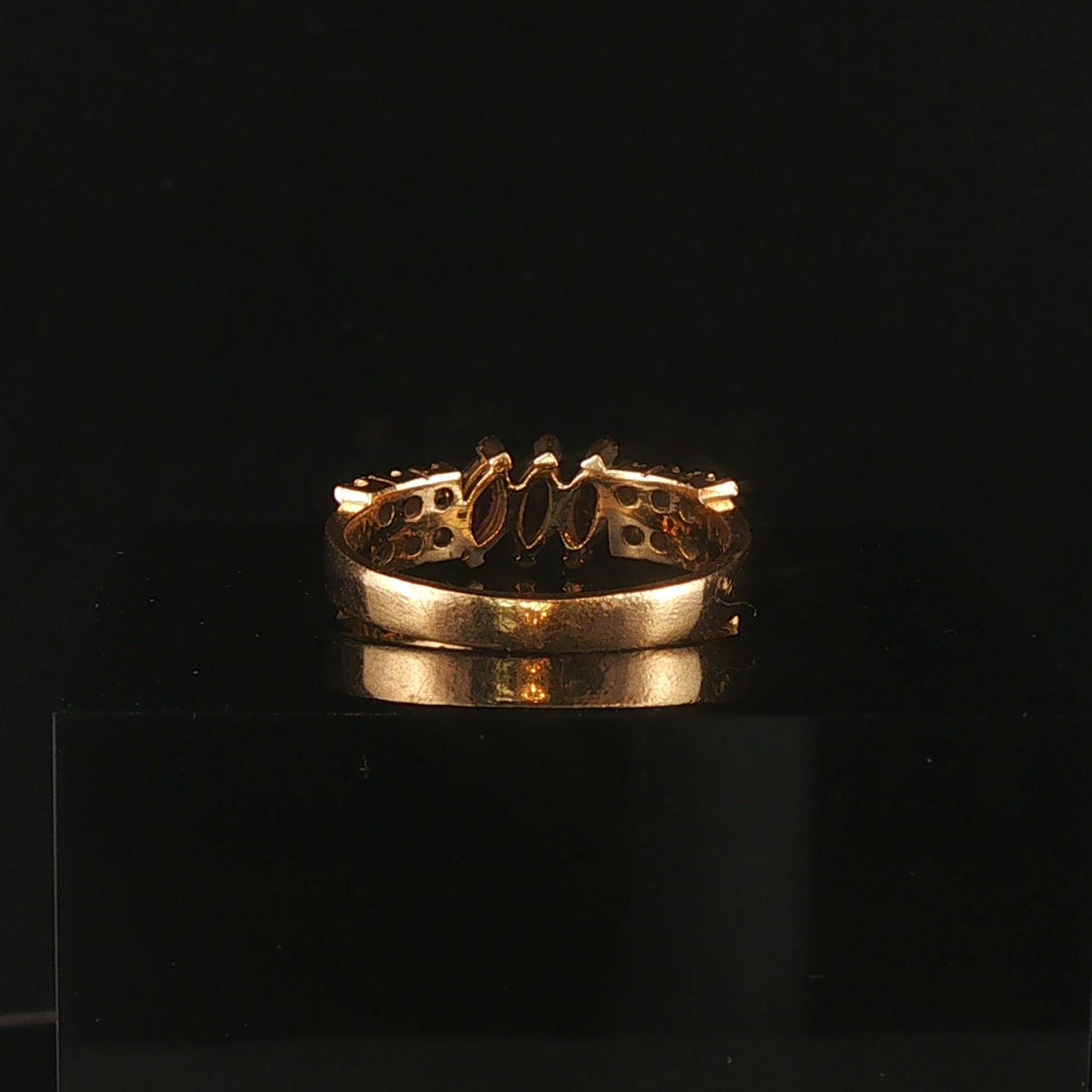 14k Yellow Gold Ruby and Diamond Vintage Band Ring Size 5.5