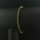 14k Yellow Gold and 1.44cttw Emerald Vintage Tennis Bracelet 6.75"