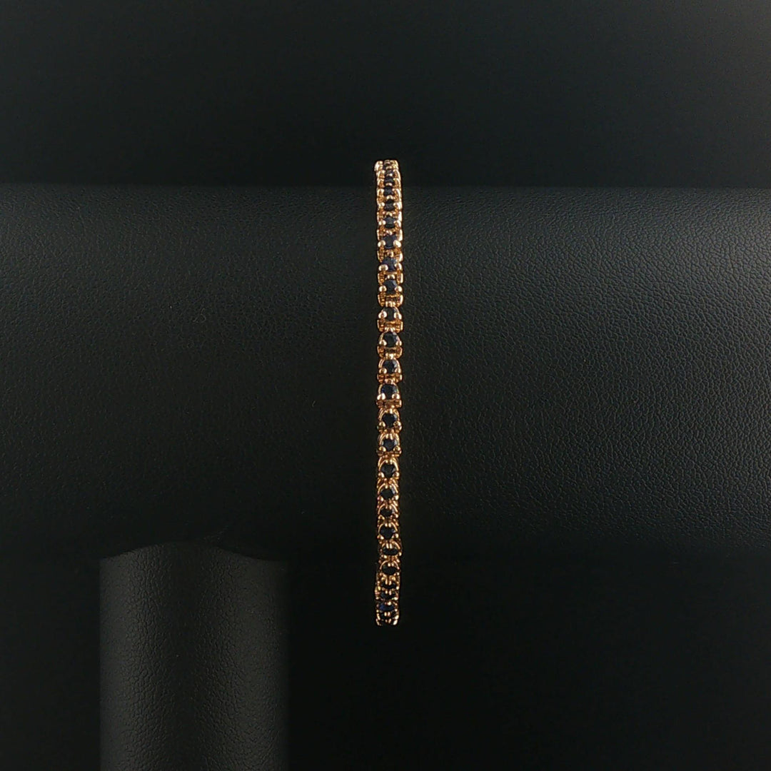 14k Yellow Gold and 1.74cttw Blue Sapphire Vintage Tennis Bracelet 7"