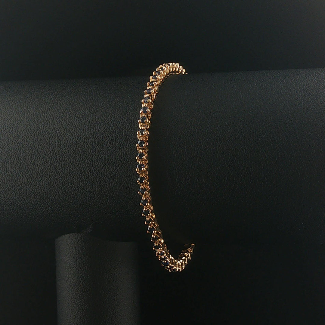 14k Yellow Gold and 1.74cttw Blue Sapphire Vintage Tennis Bracelet 7"
