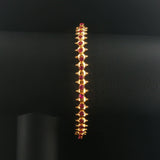 22k Yellow Gold and Ruby 16g Solid Beaded Bangle Bracelet 7.25"