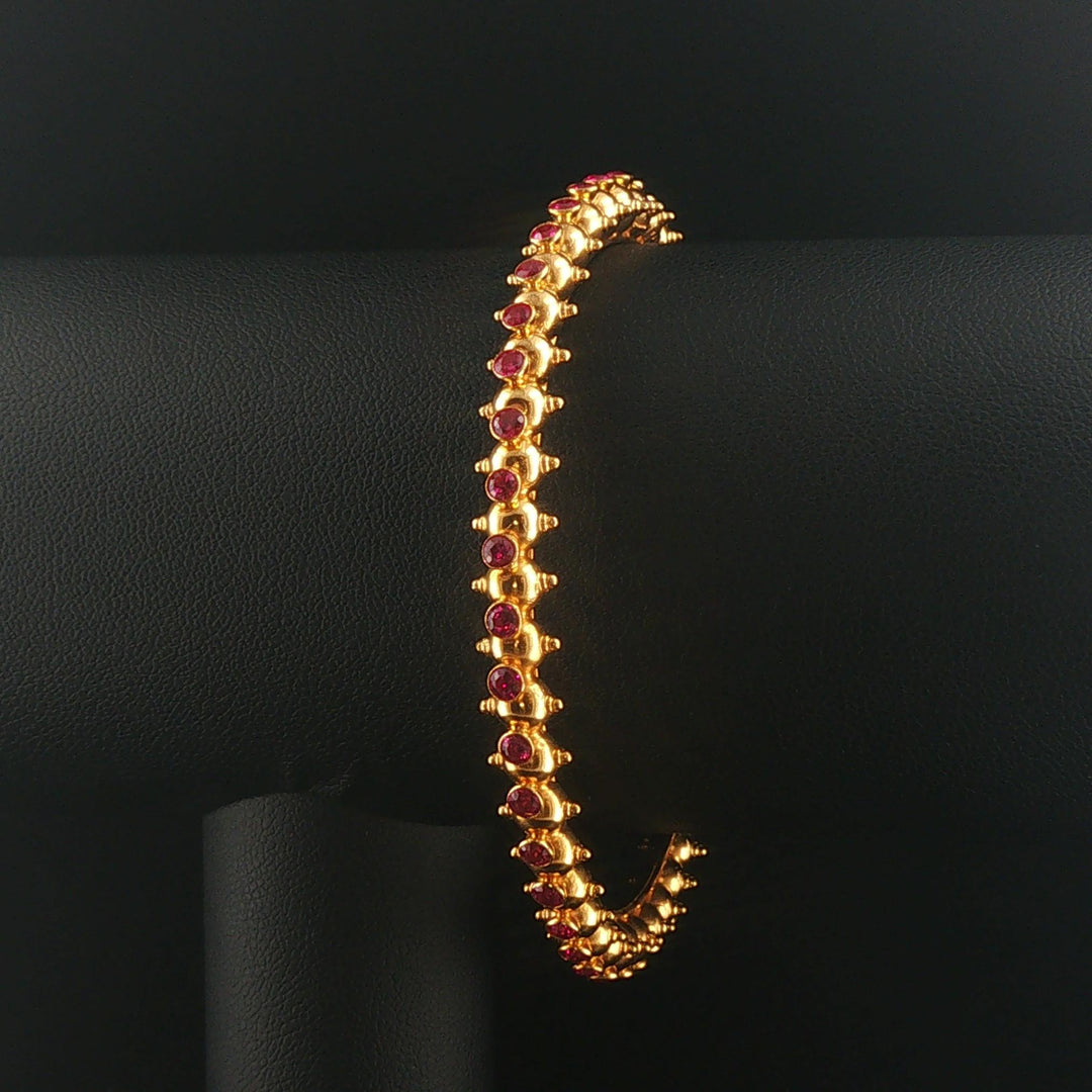 22k Yellow Gold and Ruby 16g Solid Beaded Bangle Bracelet 7.25"