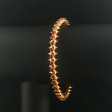 22k Yellow Gold and Ruby 16g Solid Beaded Bangle Bracelet 7.25"