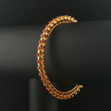 22k Yellow Gold and Ruby 16g Solid Beaded Bangle Bracelet 7.25"