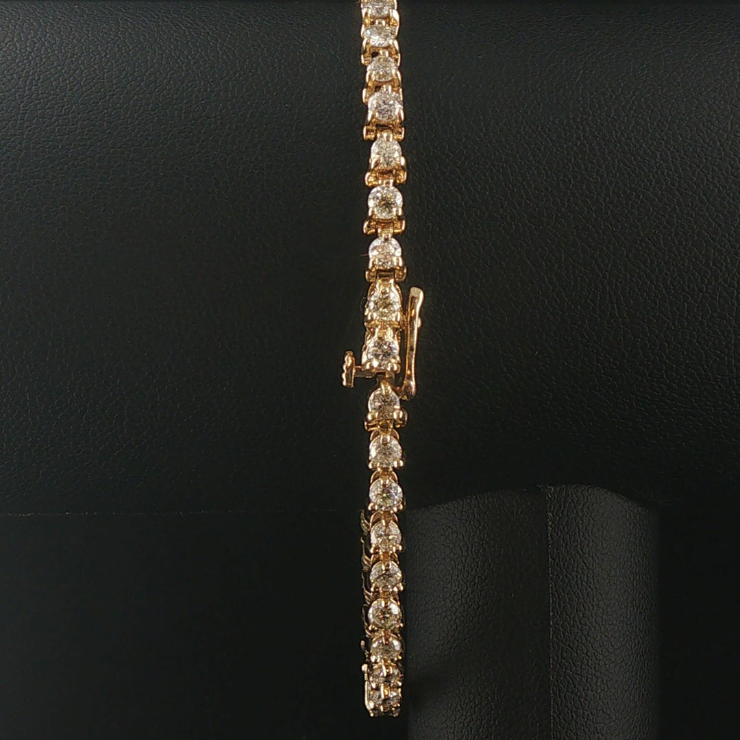 14k Yellow Gold and 4cttw Diamond Vintage Tennis Bracelet 7.5"