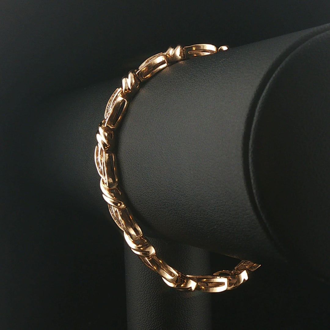 14k Yellow Gold and 4cttw Diamond Heavy 25.6g Link Bracelet 7"