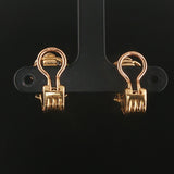 French 18k Yellow Gold and 0.80cttw VS Diamonds Vintage Shell Clip On Earrings
