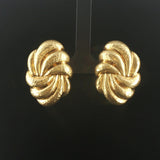 18k Yellow Gold 15.3g Vintage Hammered Large Stud Earrings Italy 1.5"
