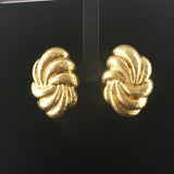 18k Yellow Gold 15.3g Vintage Hammered Large Stud Earrings Italy 1.5"
