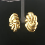 18k Yellow Gold 15.3g Vintage Hammered Large Stud Earrings Italy 1.5"