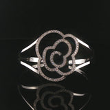 Hami 18k White Gold and 1.70cttw Diamond Solid 21g Cuff Bracelet 6.5"