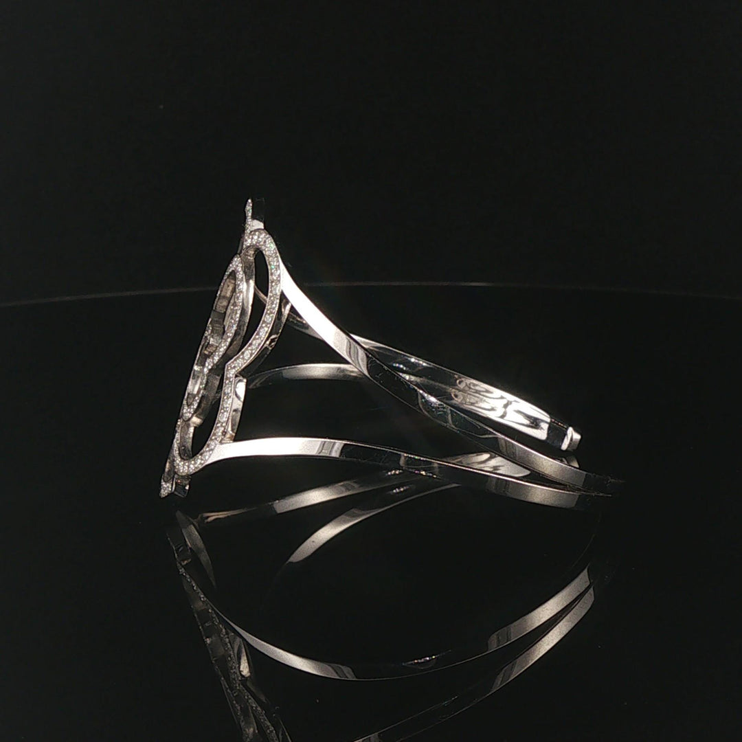 Hami 18k White Gold and 1.70cttw Diamond Solid 21g Cuff Bracelet 6.5"