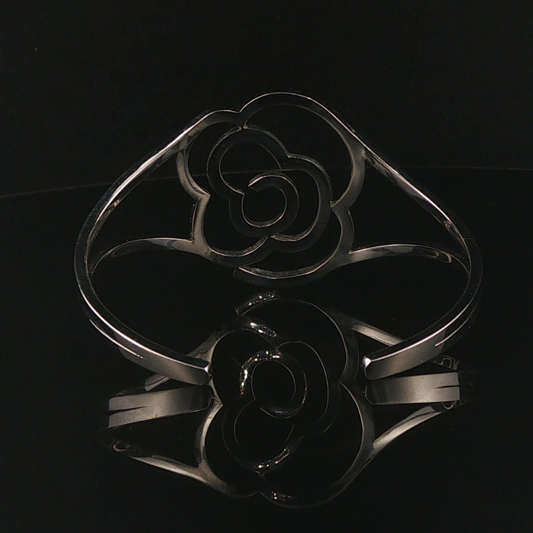 Hami 18k White Gold and 1.70cttw Diamond Solid 21g Cuff Bracelet 6.5"