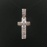 18k White Gold and 3cttw Diamond Solid 12.4g Cross Pendant 2"