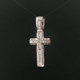 18k White Gold and 3cttw Diamond Solid 12.4g Cross Pendant 2"
