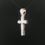 18k White Gold and 3cttw Diamond Solid 12.4g Cross Pendant 2"