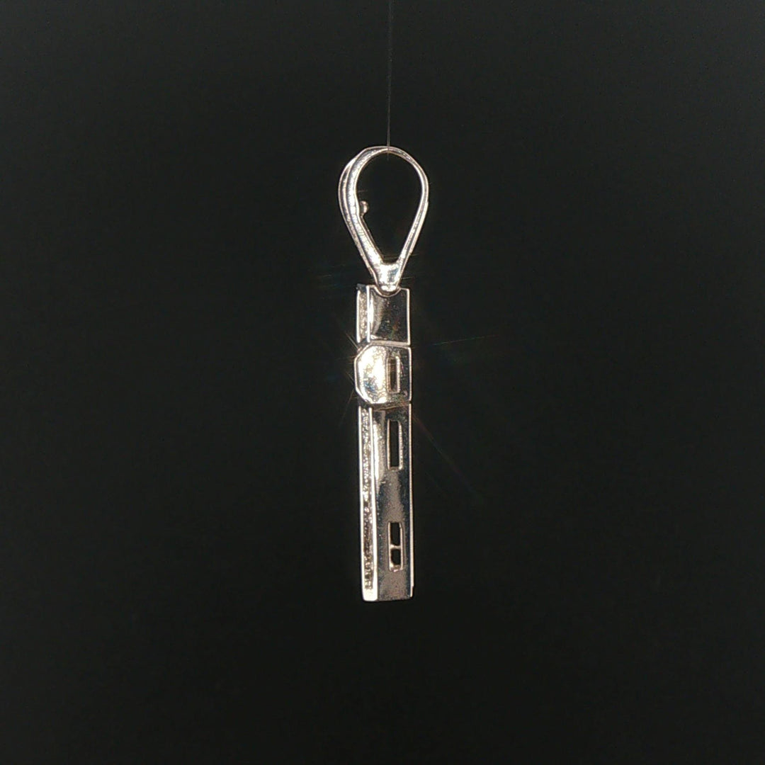 18k White Gold and 3cttw Diamond Solid 12.4g Cross Pendant 2"