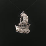 18k White Gold and 0.50cttw Diamond Vintage Solid Ship Pendant 1.3"