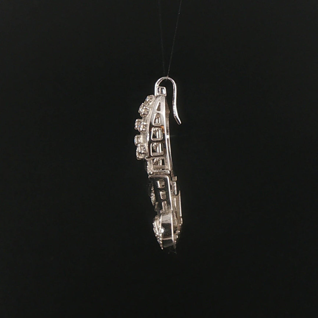 18k White Gold and 0.50cttw Diamond Vintage Solid Ship Pendant 1.3"
