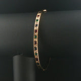 18k Yellow Gold 21.3g Multi Gemstone and Diamond Vintage Bangle Bracelet 7.5"