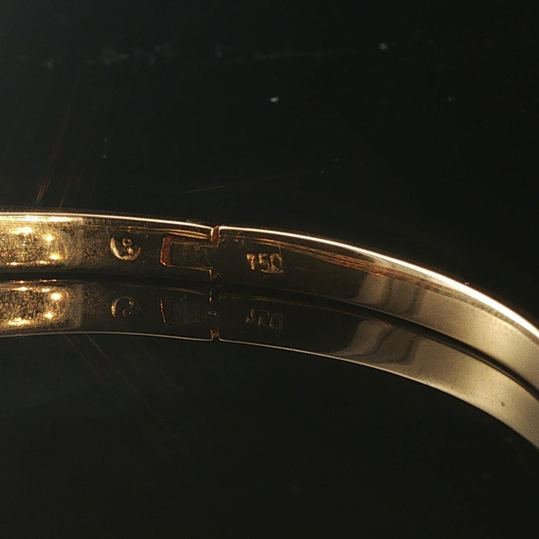 18k Yellow Gold 21.3g Multi Gemstone and Diamond Vintage Bangle Bracelet 7.5"