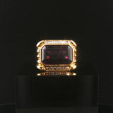 18k Yellow Gold 9.8ct Amethyst and 0.70cttw Diamond Heavy Ring Size 5
