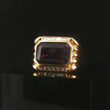 18k Yellow Gold 9.8ct Amethyst and 0.70cttw Diamond Heavy Ring Size 5