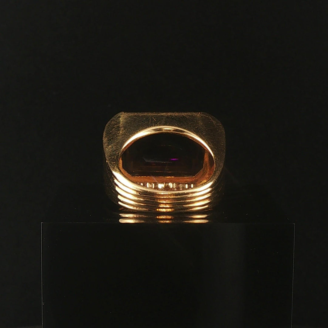 18k Yellow Gold 9.8ct Amethyst and 0.70cttw Diamond Heavy Ring Size 5
