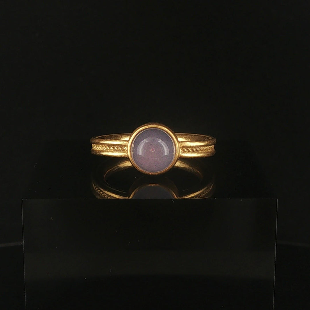 20k Yellow Gold and Cabochon Blue Moonstone Solid Vintage Ring Size 5.25