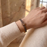 Levian 14k Yellow Gold 1.50cttw Diamond Buckle Bangle Bracelet 6.75"