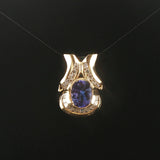 14k Yellow Gold 2.3ct Tanzanite and 0.65cttw Diamond Pendant 1"