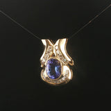 14k Yellow Gold 2.3ct Tanzanite and 0.65cttw Diamond Pendant 1"