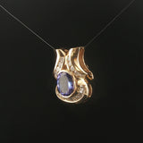 14k Yellow Gold 2.3ct Tanzanite and 0.65cttw Diamond Pendant 1"