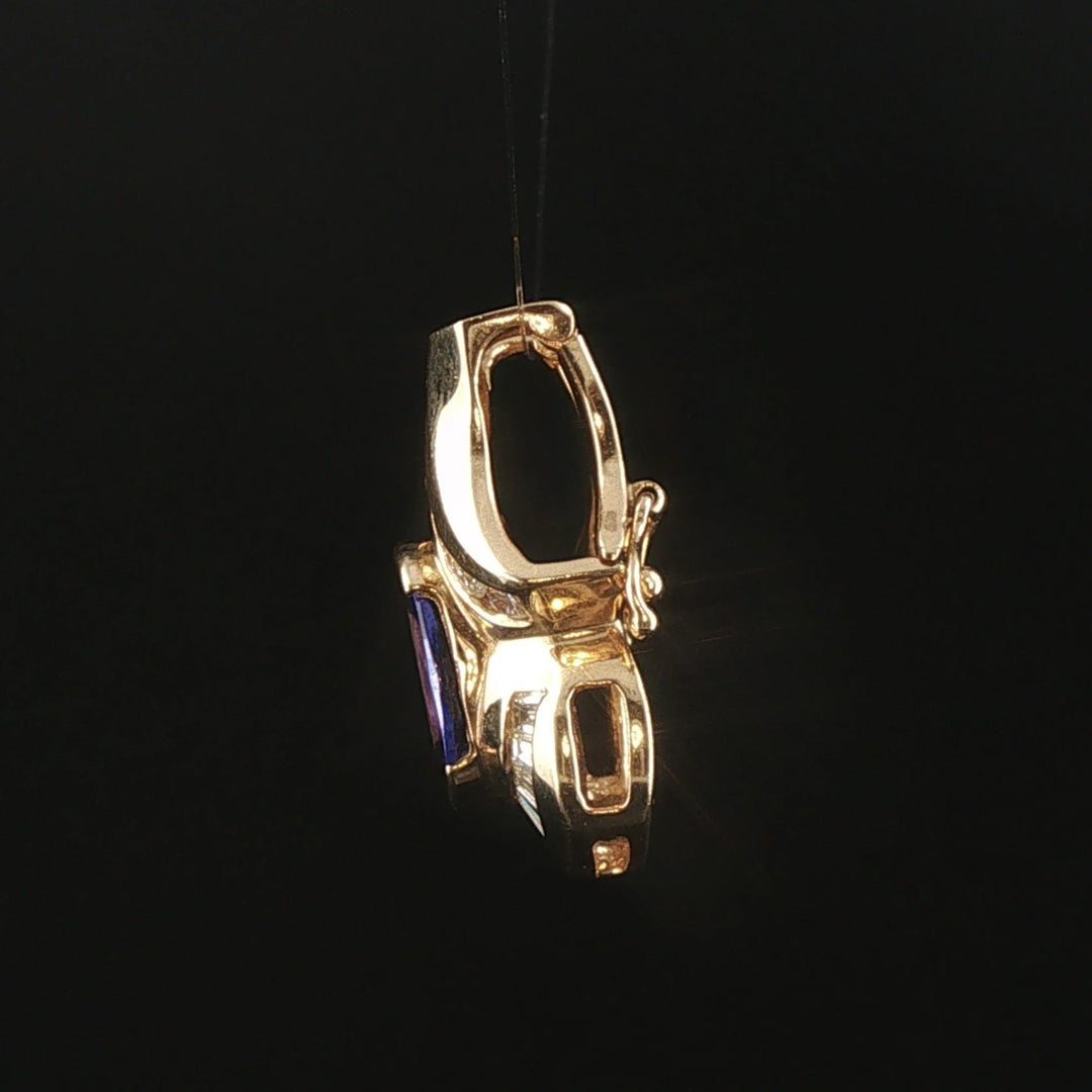 14k Yellow Gold 2.3ct Tanzanite and 0.65cttw Diamond Pendant 1"