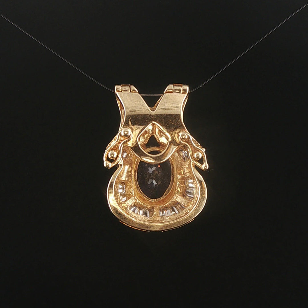 14k Yellow Gold 2.3ct Tanzanite and 0.65cttw Diamond Pendant 1"