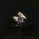 14k Yellow Gold 1.85ct Tanzanite and 0.60cttw Diamond Bypass Ring Size 7