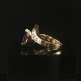 14k Yellow Gold 1.85ct Tanzanite and 0.60cttw Diamond Bypass Ring Size 7
