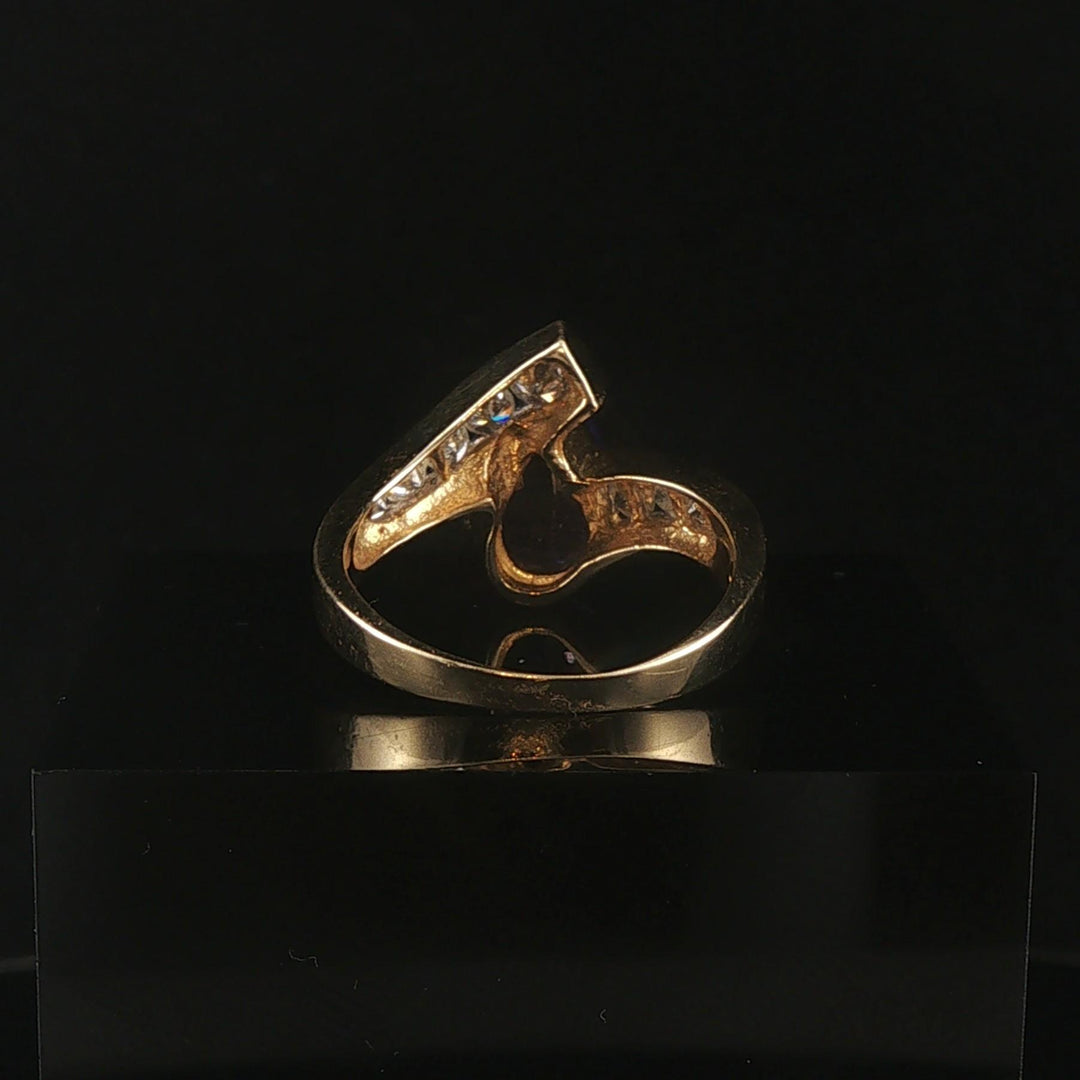 14k Yellow Gold 1.85ct Tanzanite and 0.60cttw Diamond Bypass Ring Size 7