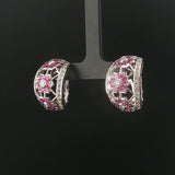 18k White Gold Pink Sapphire and 1.75cttw Diamond Heavy Hoop Earrings