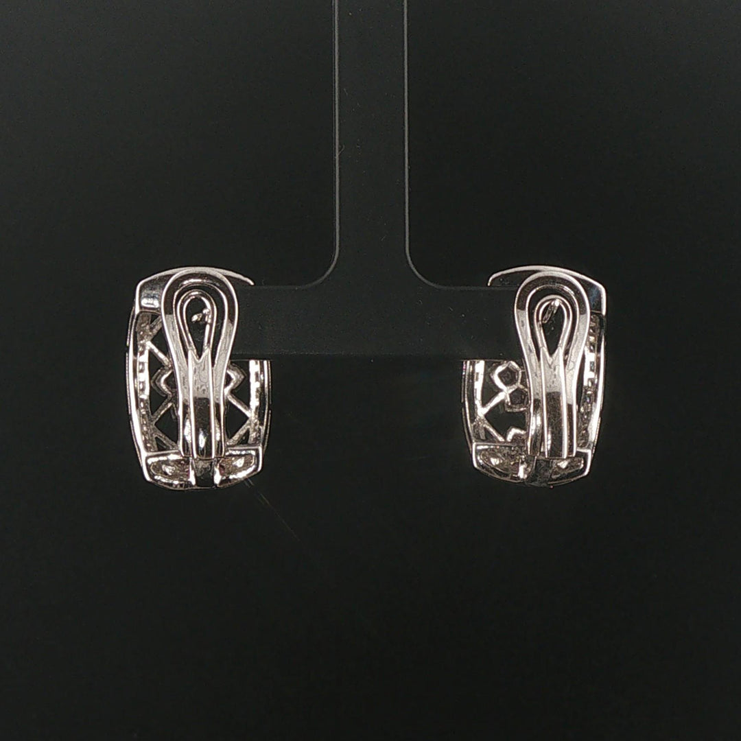 18k White Gold Pink Sapphire and 1.75cttw Diamond Heavy Hoop Earrings