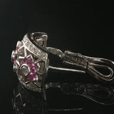 18k White Gold Pink Sapphire and 1.75cttw Diamond Heavy Hoop Earrings