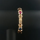 14k Yellow Gold and Bezel Set Multi Gemstone 34g Heavy Link Bracelet 7"