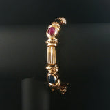 14k Yellow Gold and Bezel Set Multi Gemstone 34g Heavy Link Bracelet 7"