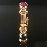 14k Yellow Gold and Bezel Set Multi Gemstone 34g Heavy Link Bracelet 7"