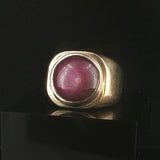 14k Yellow Gold Purple Star Sapphire Vintage Heavy Ring Size 7.25